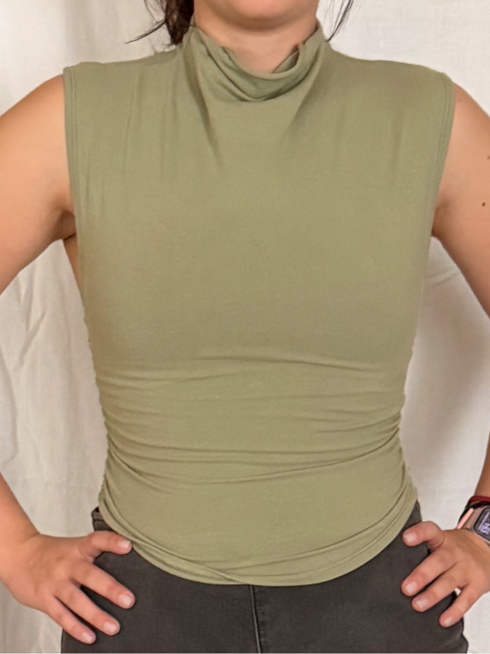 Reformation Olive Green Mock Neck Sleeveless Tank